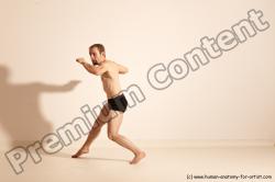 Underwear Martial art Man White Moving poses Slim Short Blond Dynamic poses Academic